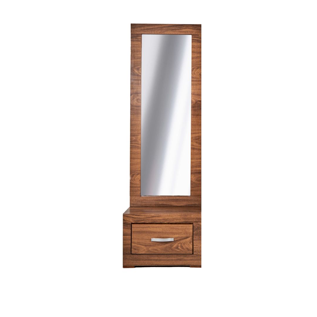 Espejo de Cuerpo Completo / de Pie con 1 Cajón Color Nogal - Madera MDF