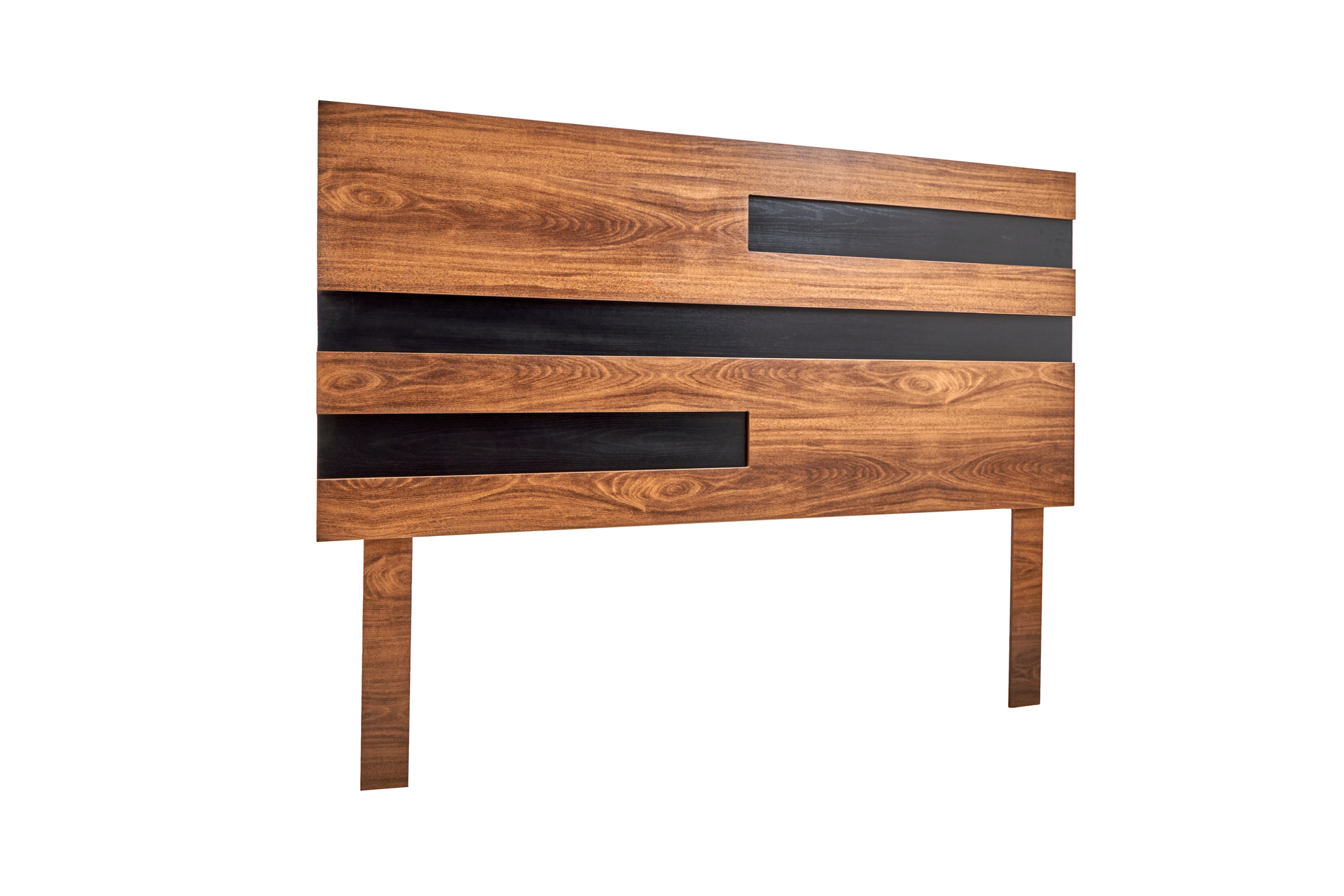Cabecera King Size con 2 Burós de 2 Cajones Color Nogal y Negro - Madera MDF