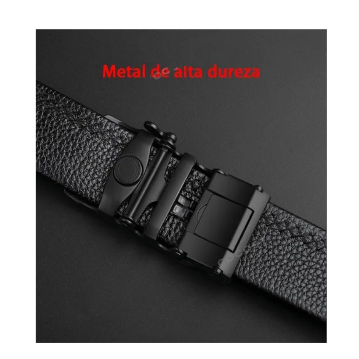 Cinto Negro De Elegante Cuero Hombre, Hebilla Automática 120cm Color Negro H