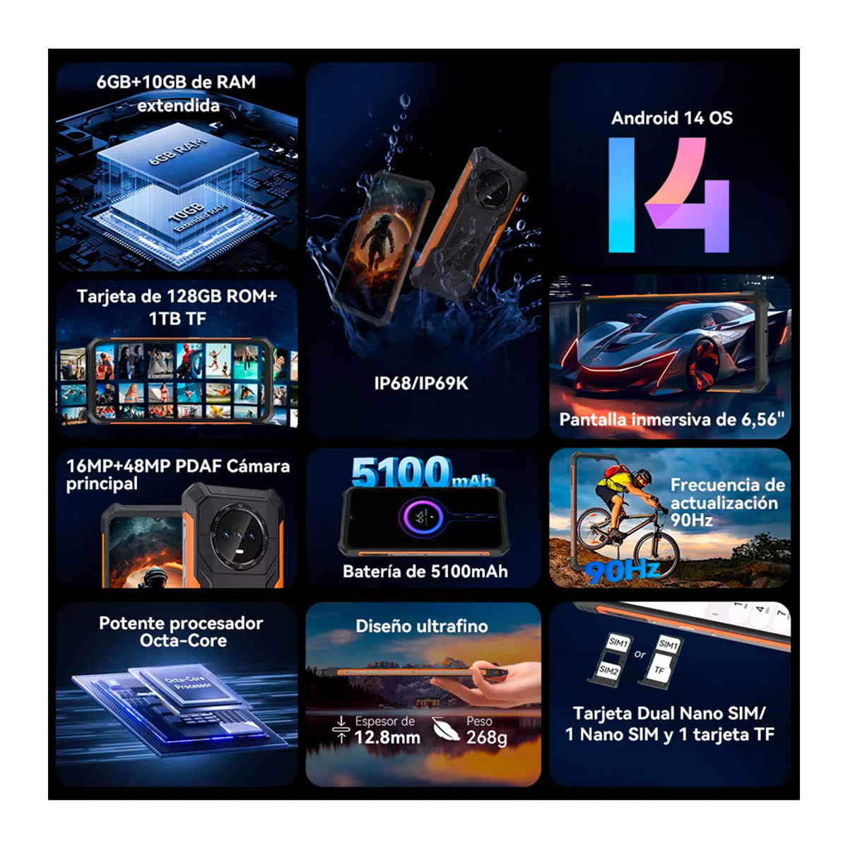 Smart Phone Kingkong Es Dual Sim con 128 Gb y 6 Gb Ram 