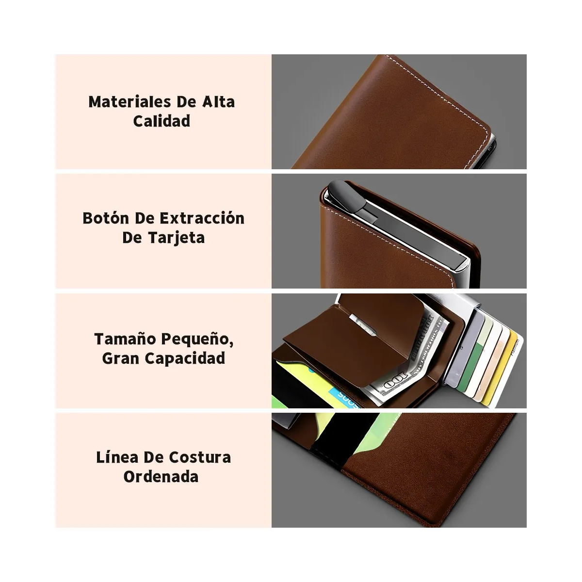 Cartera Con Protección Rfid De Aluminio Para Hombre Color Marron Oscuro