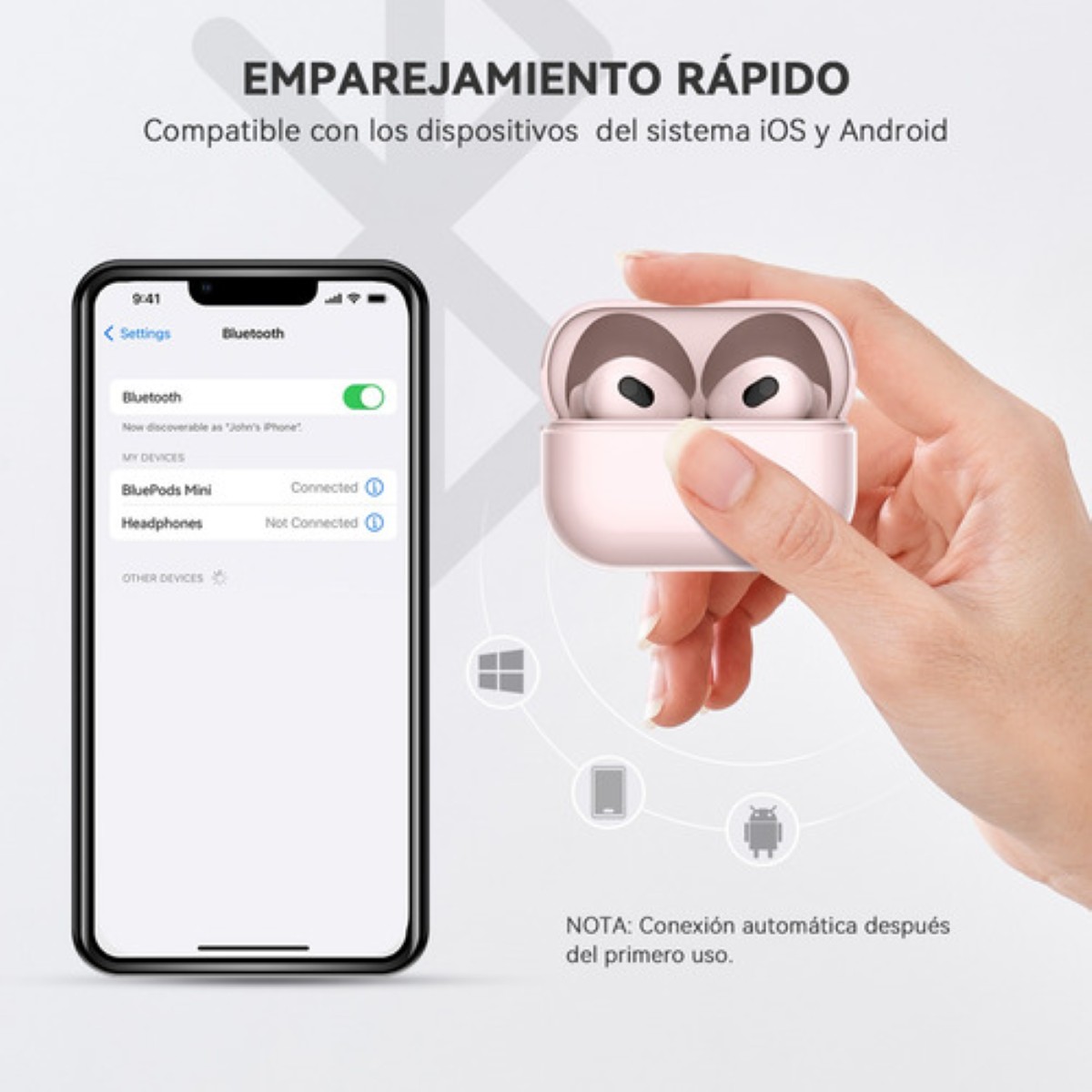Audífonos Inalámbricos Mini Microfono Para Ios Android Bt5.3 Rosa