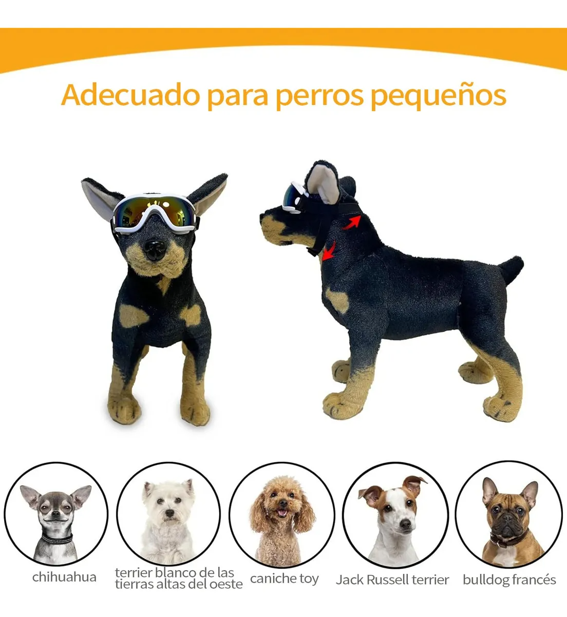 Lentes Gafas De Sol Para Perros Pequeño Protección Uv Viento