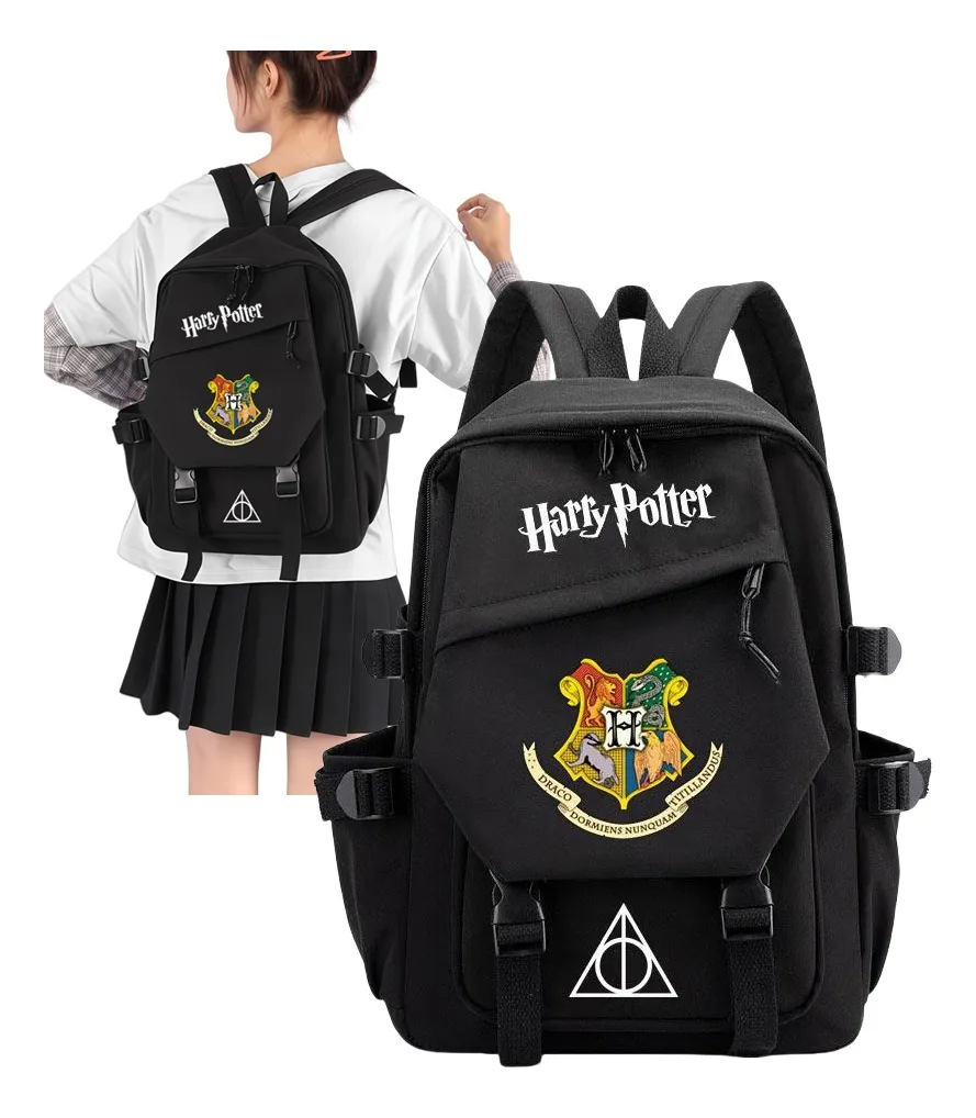 Mochila Escolar Con Estampado De Harry Potter , Mochilas Escolares De Lona, Impermeable, Portátil, Carga Usb.
