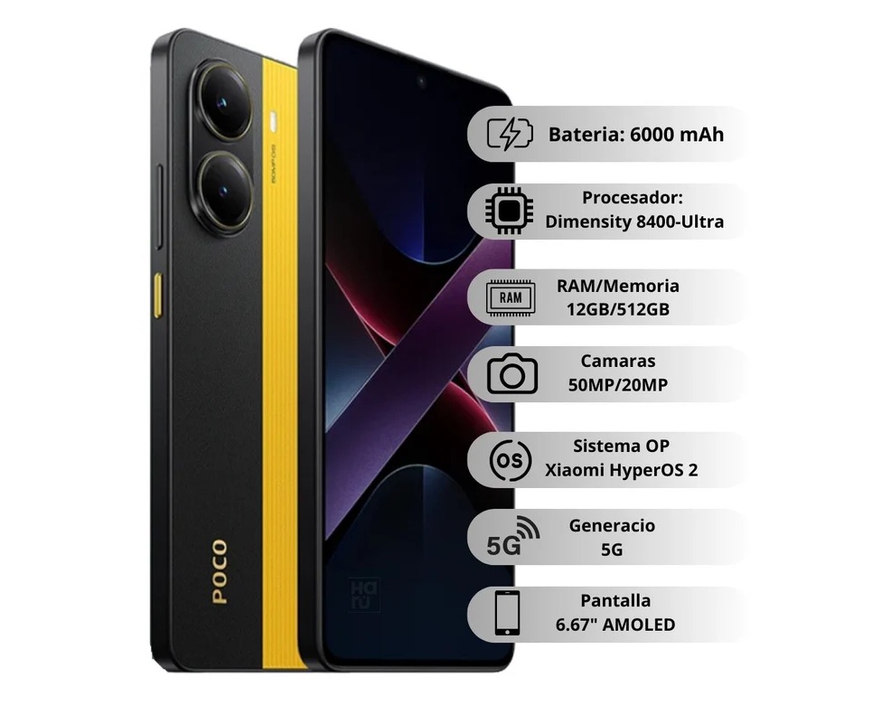 Xiaomi Poco X7 PRO 512Gb 12Ram Color Amarillo Nuevo Libre