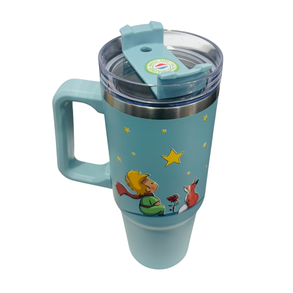 Termo de acero inoxidable color azul petroleo, El principito 30 Oz