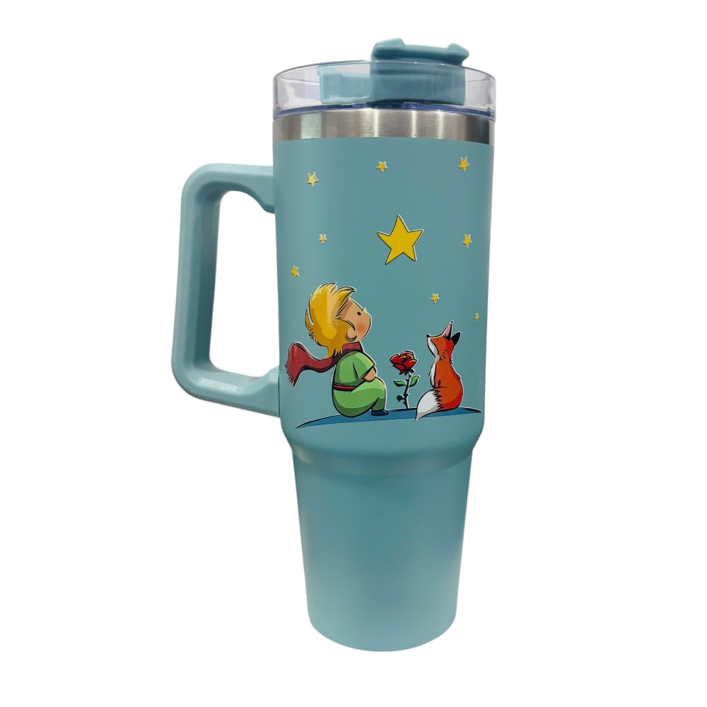 Termo de acero inoxidable color azul petroleo, El principito 30 Oz