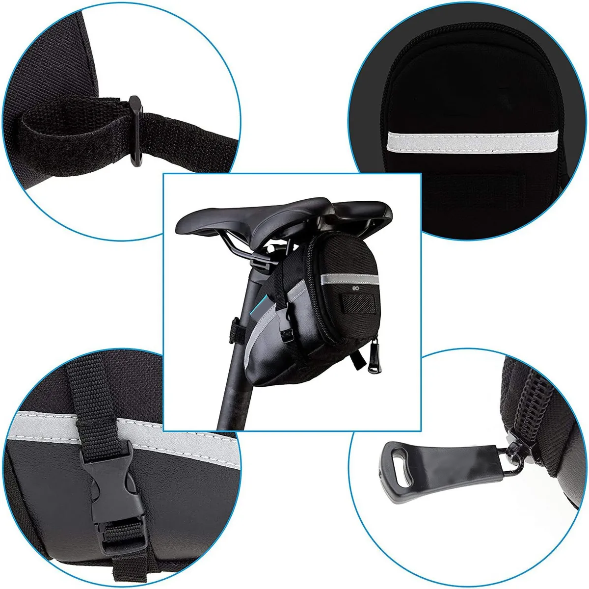 Bolsa De Asiento De Silla Para Bicicleta Impermeable Abajo Color Negro