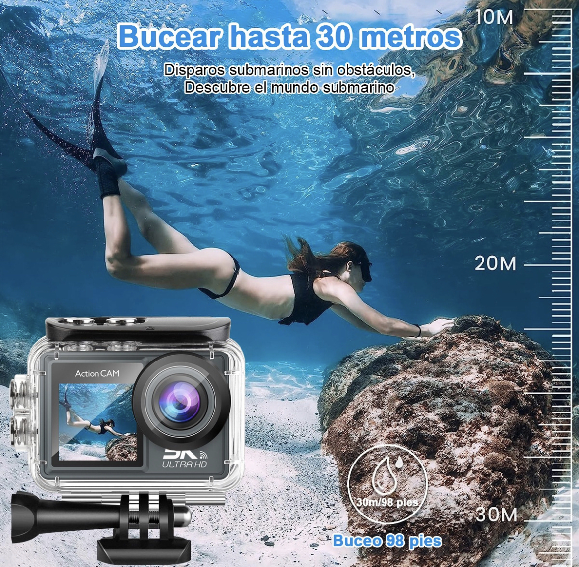 Cámara Deportiva Videocámara Sumergible 5k 50mp Hd Wifi
