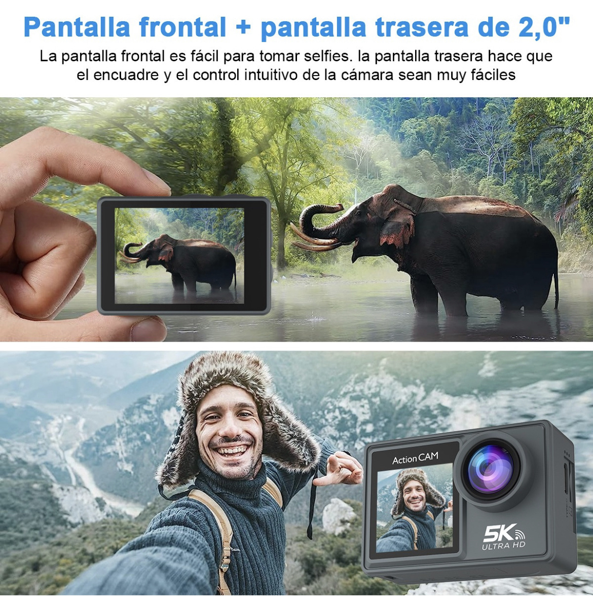 Cámara Deportiva Videocámara Sumergible 5k 50mp Hd Wifi