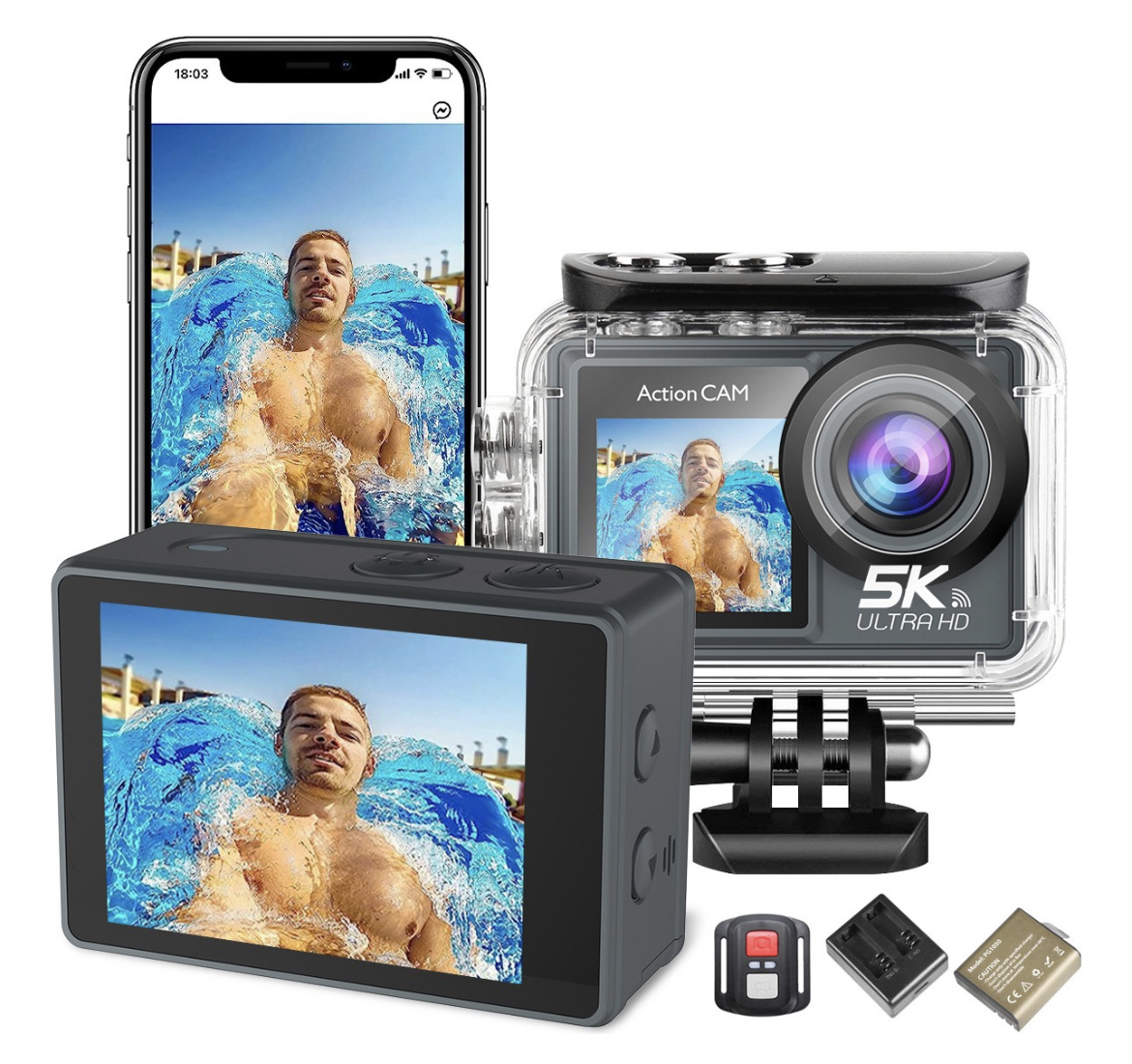 Cámara Deportiva Videocámara Sumergible 5k 50mp Hd Wifi