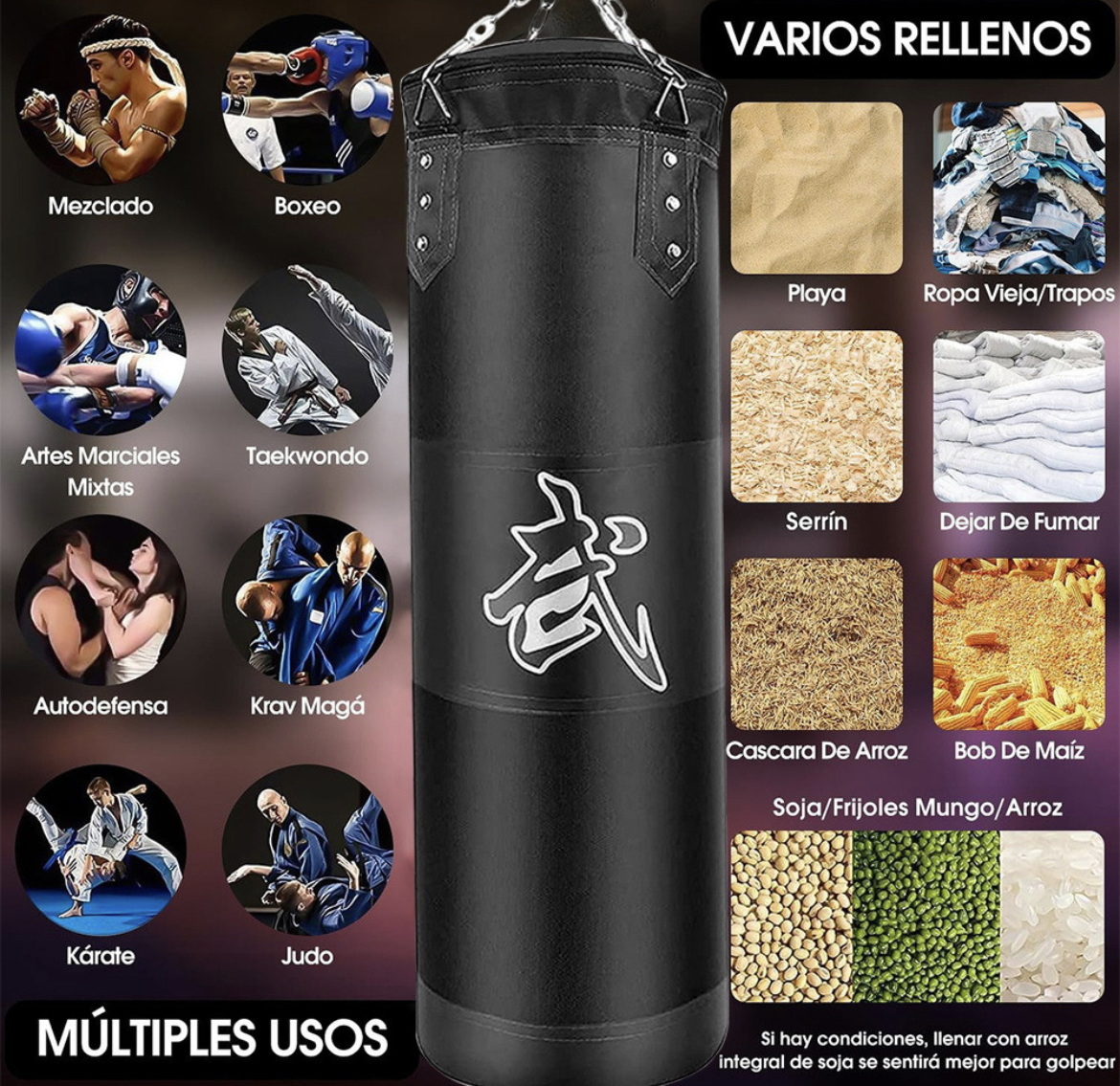Bolsa Saco De Boxeo Profesional Costal De Box Con Guantes