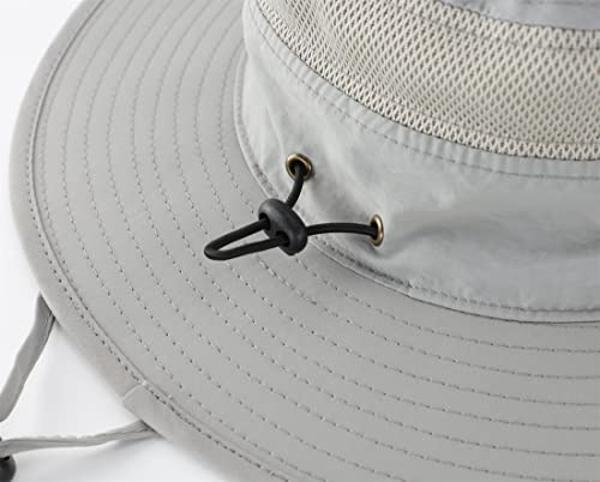 Sombrero de malla unisex para exteriores, estilo boonie, de camuflaje, con cordón, color gris, 55 x 60 cm