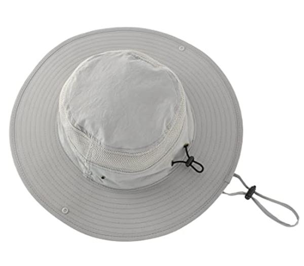 Sombrero de malla unisex para exteriores, estilo boonie, de camuflaje, con cordón, color gris, 55 x 60 cm