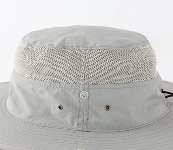 Sombrero de malla unisex para exteriores, estilo boonie, de camuflaje, con cordón, color gris, 55 x 60 cm