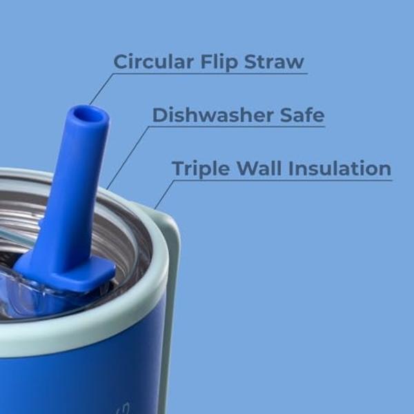 HydroJug Traveler - Botella de agua de 1,2 litros con asa y pajita abatible - Se adapta al portavasos, vaso resistente a fugas, base de acero inoxidable y goma con aislamiento reut