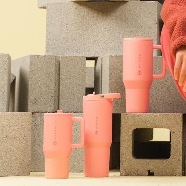 HydroJug Traveler - Botella de agua de 1,2 litros con asa y pajita abatible - Se adapta al portavasos, vaso resistente a fugas, base reutilizable de acero inoxidable y goma con ais