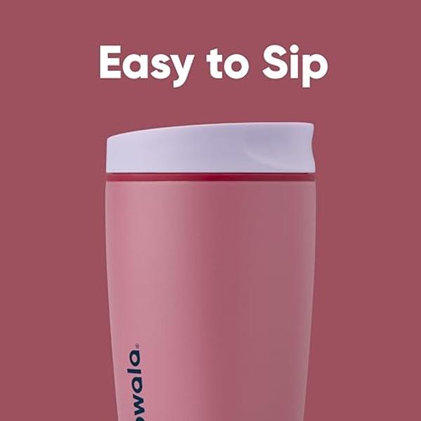Vaso de café Owala SmoothSip Slider de acero inoxidable con aislamiento, reutilizable para café helado y caliente, sin BPA, 355 ml, morado/rosa (Crochet Queen)