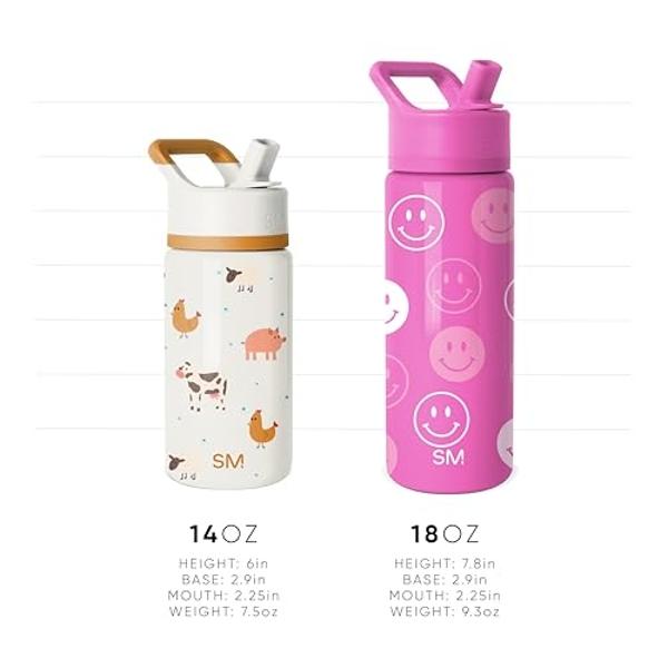 Botella de agua Summit para niños, sencilla y moderna, con tapa con pajita | Vaso térmico de acero inoxidable CoComelon de 14 oz para niños pequeños y escolares | CoComelon Sandía