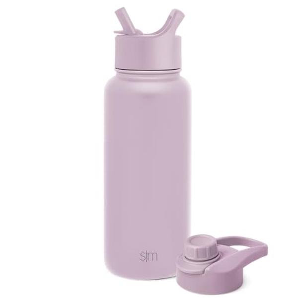 Botella de agua moderna y sencilla con popote y tapa de cierre hermético. Termo de acero inoxidable con aislamiento al vacío. Reutilizable, a prueba de fugas y sin BPA, ideal para 