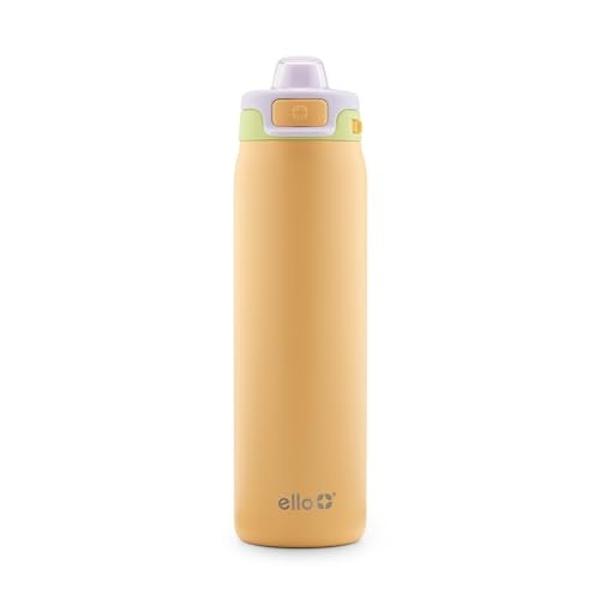 Botella de agua de acero inoxidable Ello Pop & Fill de 22 oz con tecnología de llenado rápido, doble pared de metal con aislamiento al vacío, tapa hermética, reutilizable, sin BPA,
