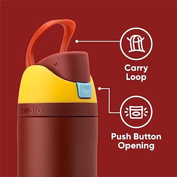 Botella de agua Owala Marvel FreeSip de acero inoxidable con aislamiento y pajita para deportes y viajes, sin BPA, 717 ml, Iron Man