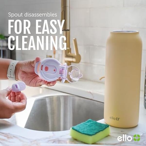 Ello Pop & Fill botella de agua de acero inoxidable de 22 onzas con tecnología de llenado rápido, de doble pared y con aislamiento al vacío, tapa con cierre a prueba