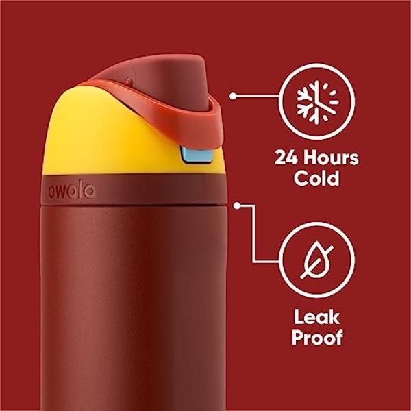 Botella de agua Owala Marvel FreeSip de acero inoxidable con aislamiento y pajita para deportes y viajes, sin BPA, 717 ml, Iron Man