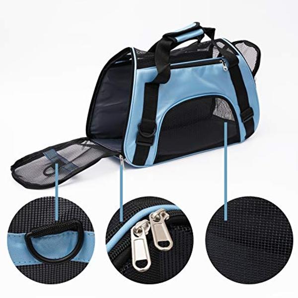 Transportín de mascotas MuchL, suave, para gatos, perros y cachorros, aprobado por aerolíneas (pequeño, azul)