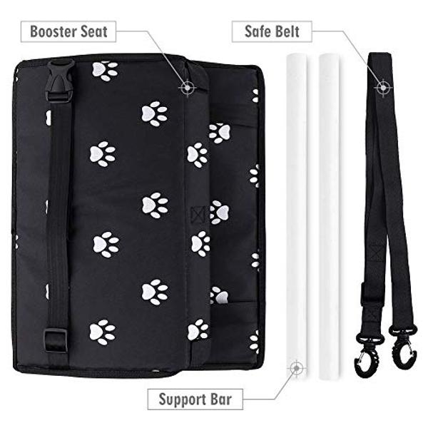 Petbobi - Asiento elevador para coche para perros y gatos, portátil y transpirable, con cinturón de seguridad, ideal para viajes, con correa con clip y tubo de PVC (pie)