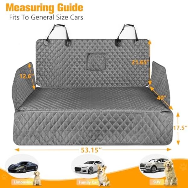 PETICON - Forro de carga para perros, impermeable, para SUV, sedanes y furgonetas, con protector de parachoques, antideslizante, tamaño grande, ajuste universal, color gris