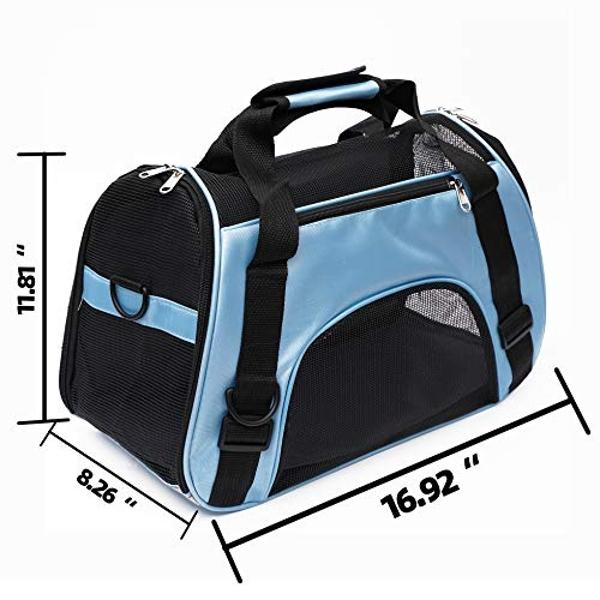 Transportín de mascotas MuchL, suave, para gatos, perros y cachorros, aprobado por aerolíneas (pequeño, azul)