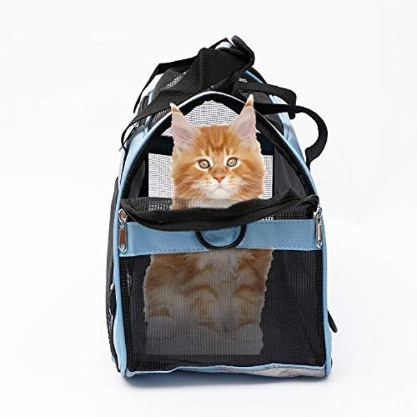 Transportín de mascotas MuchL, suave, para gatos, perros y cachorros, aprobado por aerolíneas (pequeño, azul)