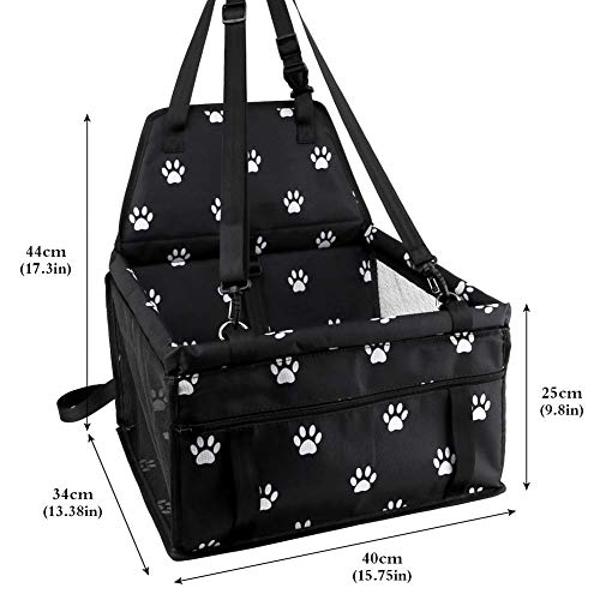 Petbobi - Asiento elevador para coche para perros y gatos, portátil y transpirable, con cinturón de seguridad, ideal para viajes, con correa con clip y tubo de PVC (pie)