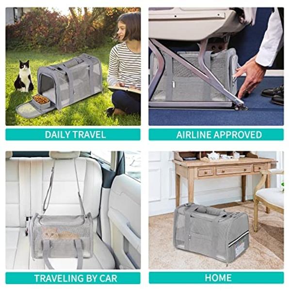 Mochila transportadora CUSSIOU para perros y gatos pequeños, aprobada por aerolíneas. Transportín de viaje para mascotas que cumple con la TSA, con comedero sencillo, malla transpi