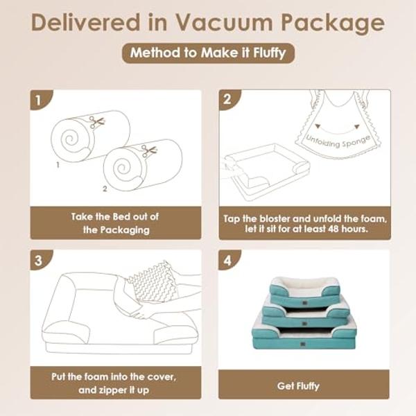 Camas ortopédicas EHEYCIGA para perros extragrandes, impermeables, de espuma viscoelástica XL, con laterales, base antideslizante y sofá cama de espuma tipo huevera con funda extra