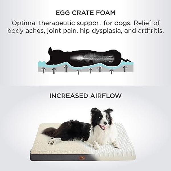Camas Bedsure para perros grandes: cama ortopédica impermeable extragrande para cachorros con funda extraíble y lavable, tapete de espuma tipo caja de huevos, apto para mascotas de