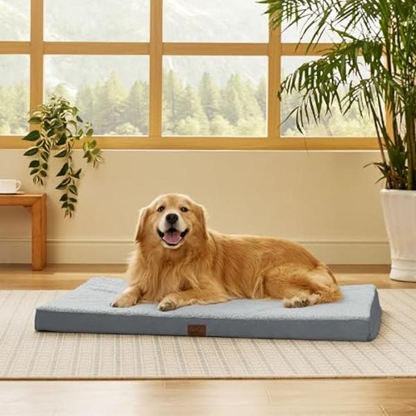 Camas Bedsure para perros grandes: cama ortopédica impermeable extragrande para cachorros con funda extraíble y lavable, tapete de espuma tipo caja de huevos, apto para mascotas de
