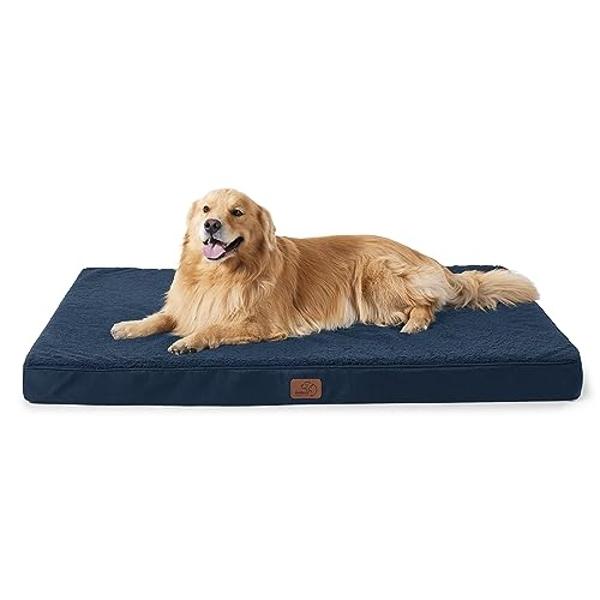 Camas Bedsure para perros grandes: cama ortopédica impermeable extragrande para cachorros con funda extraíble y lavable, tapete de espuma tipo caja de huevos, apto para mascotas de