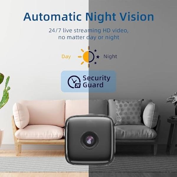Cámara de seguridad inalámbrica WIFI para el hogar, para interiores y exteriores, 1080P HD, con visión nocturna y detección de movimiento, aplicación para teléfono, batería integra