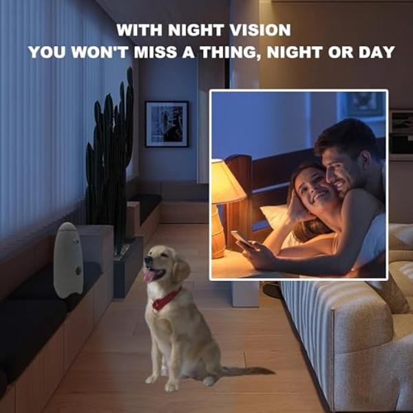 Caichuxiye - Dispensador de premios para mascotas, cámara 360 para perros, HD 1080p, monitoreo remoto, visión nocturna automática, audio bidireccional, apto para perros y gatos