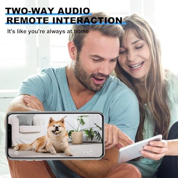 Caichuxiye - Dispensador de premios para mascotas, cámara 360 para perros, HD 1080p, monitoreo remoto, visión nocturna automática, audio bidireccional, apto para perros y gatos