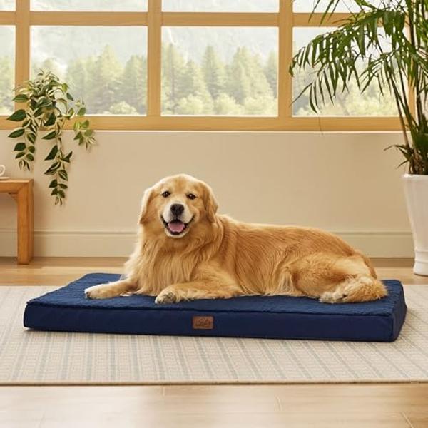 Camas Bedsure para perros grandes: cama ortopédica impermeable extragrande para cachorros con funda extraíble y lavable, tapete de espuma tipo caja de huevos, apto para mascotas de