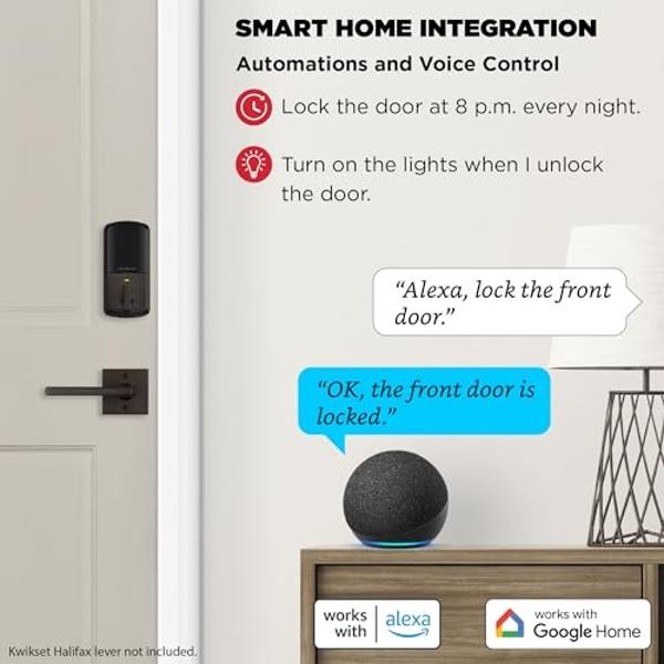 Cerradura inteligente Kwikset Halo con Wi-Fi, cerrojo táctil para puerta de entrada sin llave, control por aplicación, certificación AAA, fácil instalación sin concentrador, acabad
