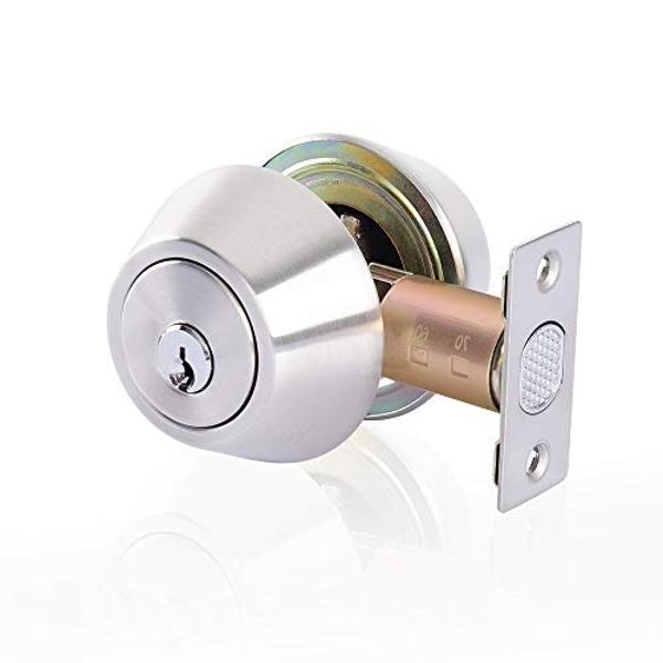 Cerradura de doble llave Rulart - Doble llave, cilindro ajustable de 2 vías (privacidad/paso), acero inoxidable satinado (plata, cilindro simple) (plata, doble cara)