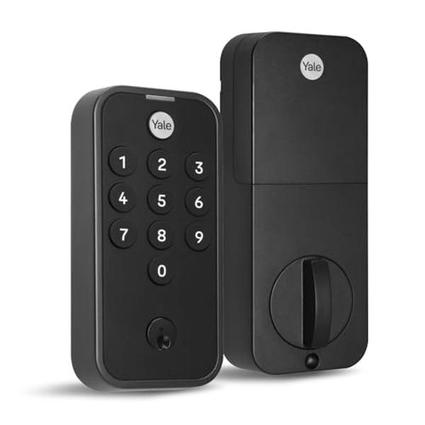 Cerradura de puerta delantera con cerrojo y teclado numérico Yale Black Code para entrada sin llave, YED210-NR-BSP