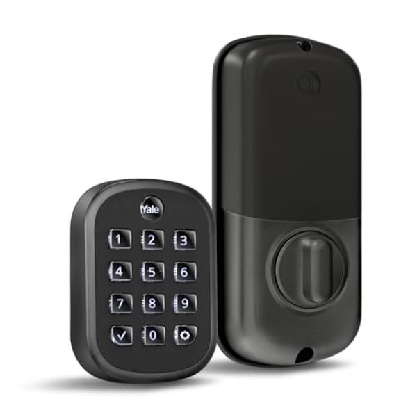 Cerradura de cerrojo Kwikset 817, puerta de entrada frontal con llave exterior cuadrada en negro mate, cerradura de seguridad SmartKey resistente a la ganzúa, cilindro único con pr