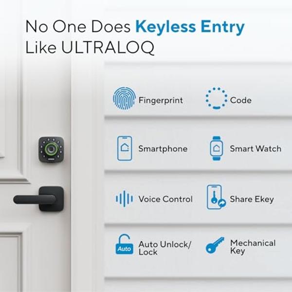 Cerradura de cerrojo Kwikset 817, puerta de entrada frontal con llave exterior cuadrada en negro mate, cerradura de seguridad SmartKey resistente a la ganzúa, cilindro único con pr