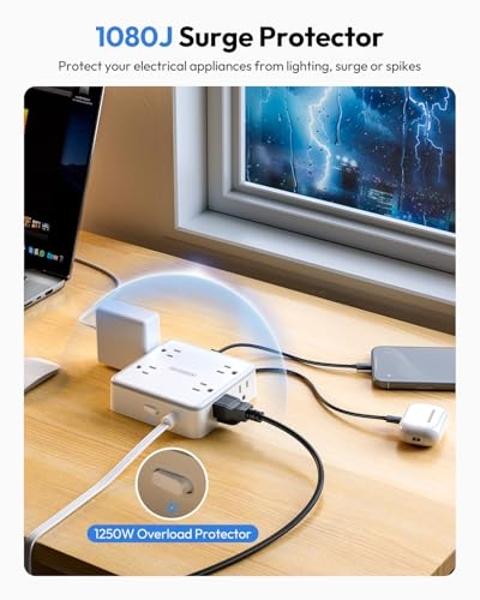 Regleta Gembird de 5 enchufes con protección contra sobretensiones 1,8m color blanco - Cablematic