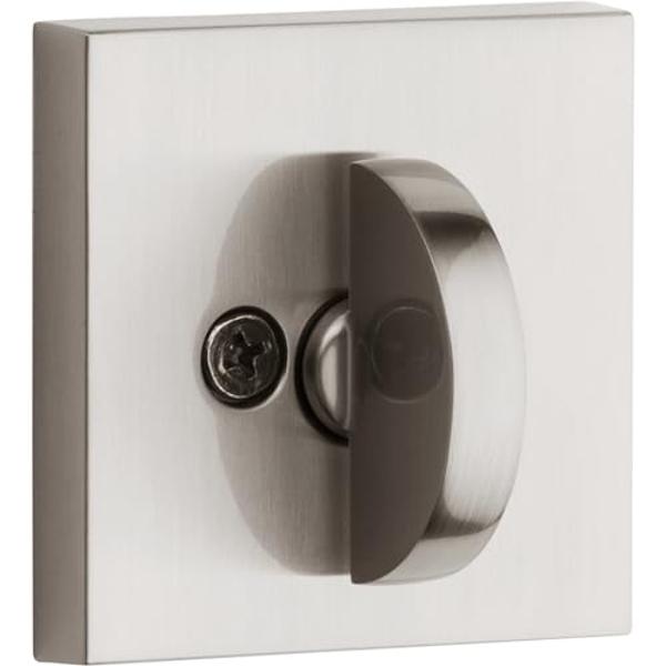 Cerradura de cerrojo Kwikset Halifax, níquel satinado, cuadrada, exterior, con llave, para puerta de entrada, con llave SmartKey resistente a ganzúas, cilindro único, con protecció